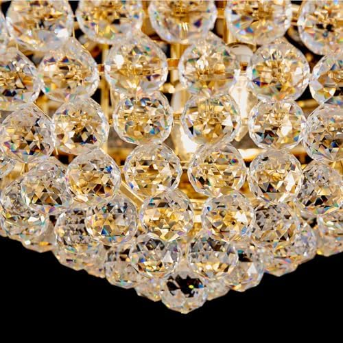 19-Lights High Ceiling Chandelier Modern Gold Crystal Chandeliers Large Foyer...