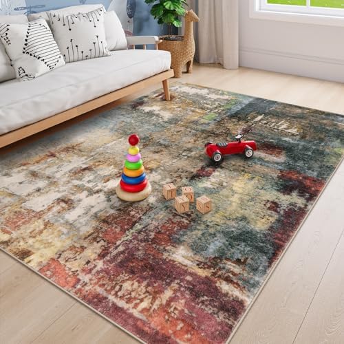 Lahome Modern Abstract Area Rug 6x9 Rugs for Living Room, Washable Bedroom Ru...