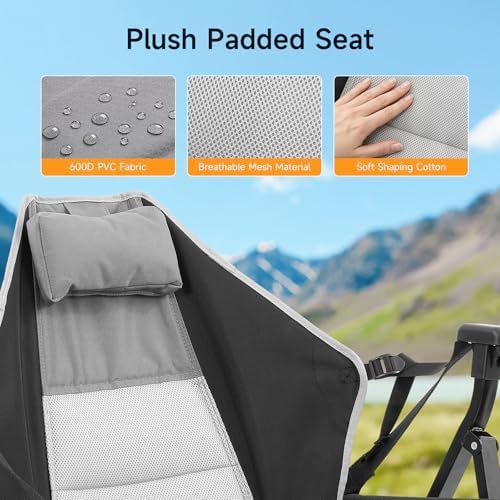 Hammock Camping Chair with Adjustable Backrest, Headrest and Cup Holder