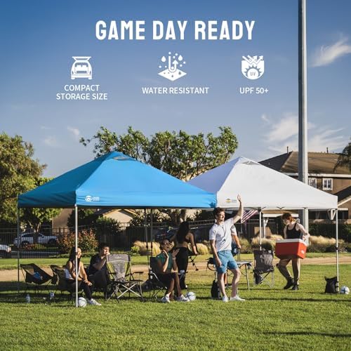 CROWN SHADES 10x10 Pop Up Canopy Tent with One Push Setup, Sky Blue
