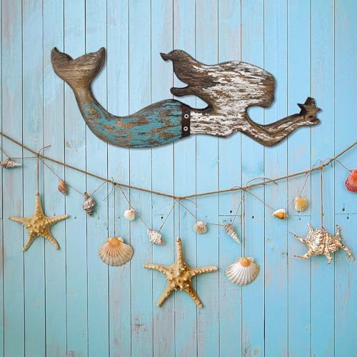 Wooden Mermaid Beach Wall Decor Hanging Plaque Sign Nautical Ocean Themed