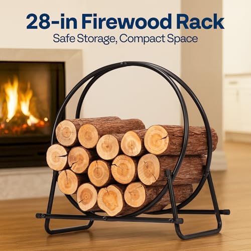 VIVOHOME 28 Inches Firewood Log Rack Hoop with Cover