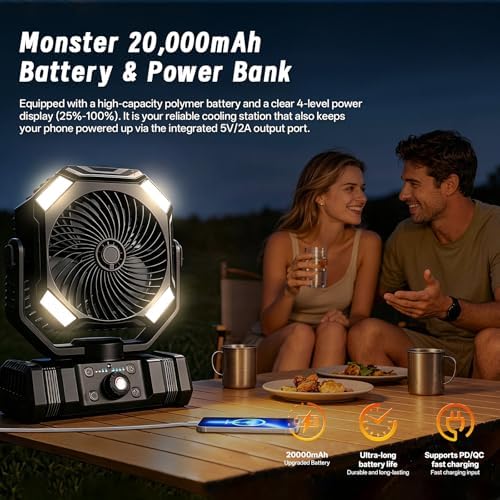 Portable Misting Fan for Camping Beach Parties Patio Picnic Black