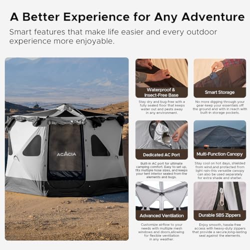 Space Acacia Lite Camping Tent, Pop Up Tents for Camping, Lightweight & D...