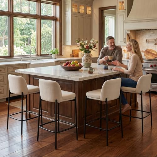 Modern 26" Bar Stools Set of 3, Counter Stools with Low Back