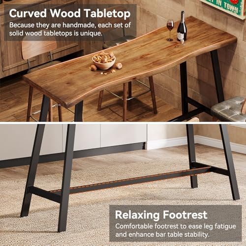 55" Solid Wood Bar Table, Rustic Brown
