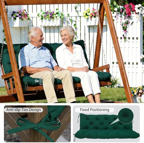 5" Thick Outdoor Porch Swing Cushions 60" Waterproof 3 Seater