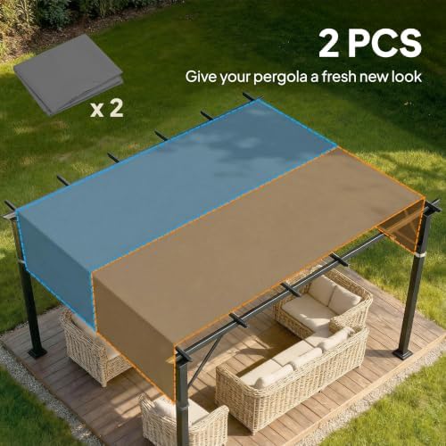 Outsunny 2 PCS 4 x 16ft Pergola Canopy Replacement, Dark Gray