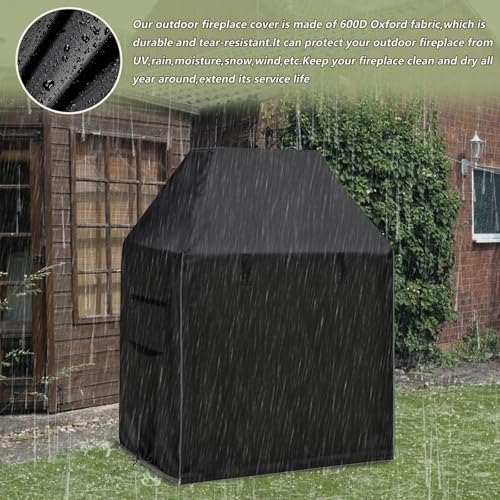 Outdoor Fireplace Cover, 42"W x 24"D x 48"H, Black