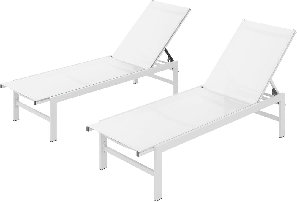 Vexwalx Pool Lounge Chairs Set of 2, Aluminum Lounge Chair Outdoor with 5-Pos...