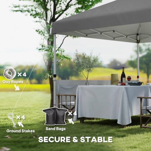 Outsunny 10' x 10' Pop Up Canopy Tent with 2 Half Sidewalls UV50+ Dar...
