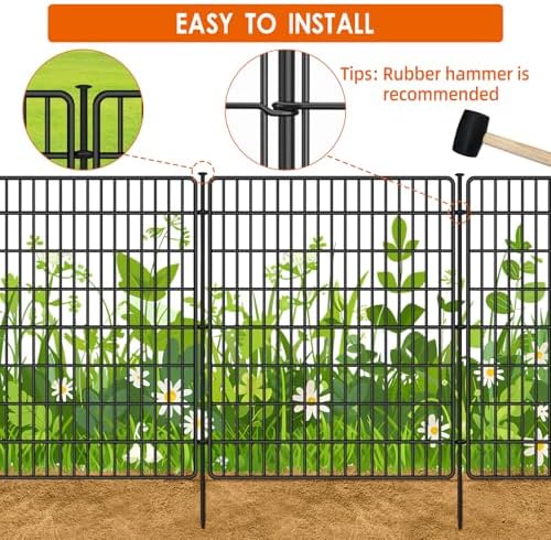 15 Panels No Dig Fence with Gate, 32 in(H) X 36 ft(L) Garden Decorative Fence...