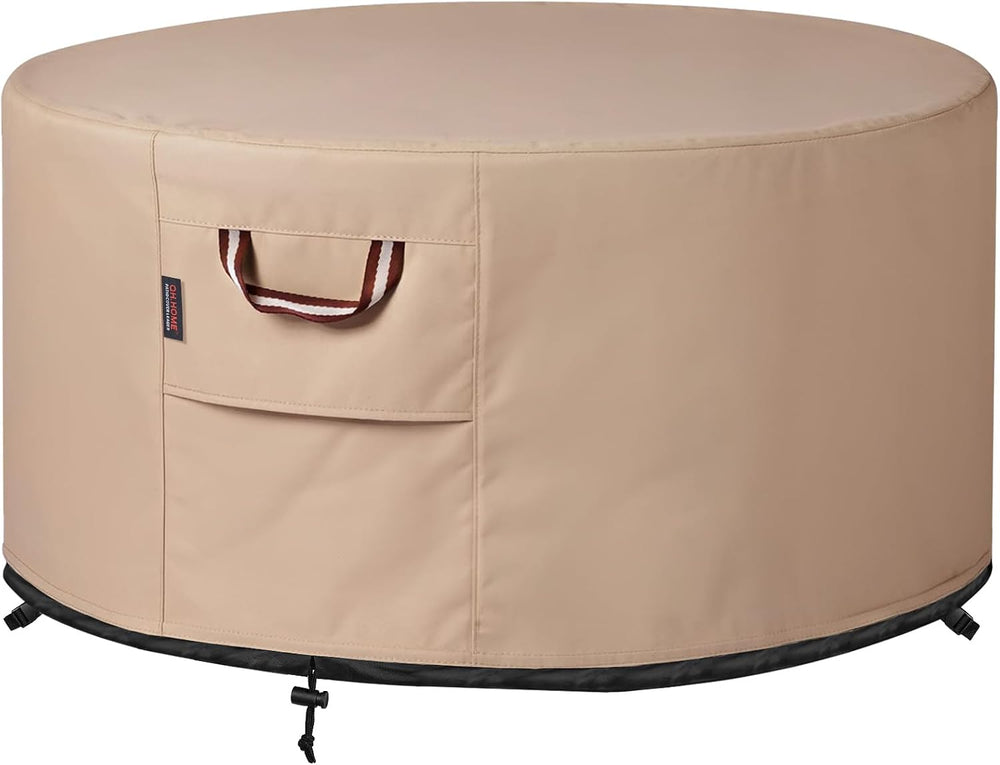 QH.HOME Fire Pit Cover Round 48", 900D Heavy Duty Fabric 100% Waterproof