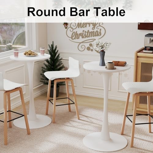 Modern Tulip Round Bar Table, 41” Height Bistro Pub Table, Height Cocktail Ba...