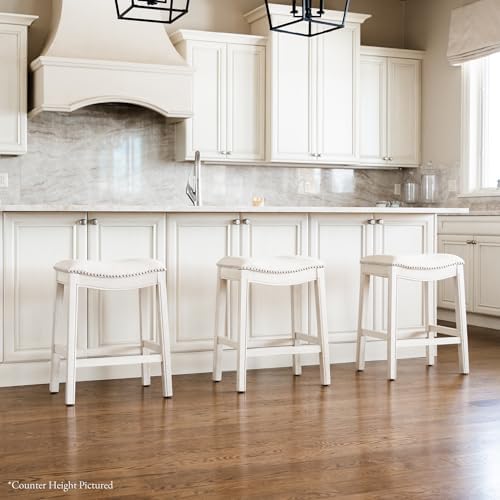 Maven Lane Adrien Backless Bar Stool, Cream, Natural Fabric, 31"