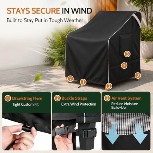 COSFLY Outdoor Patio Chair Cover Waterproof, Fits 29"W x 30"D x 36&...