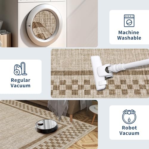 GarveeHome Modern Bordered 8x10 Washable Area Rugs for Living Room Bedroom