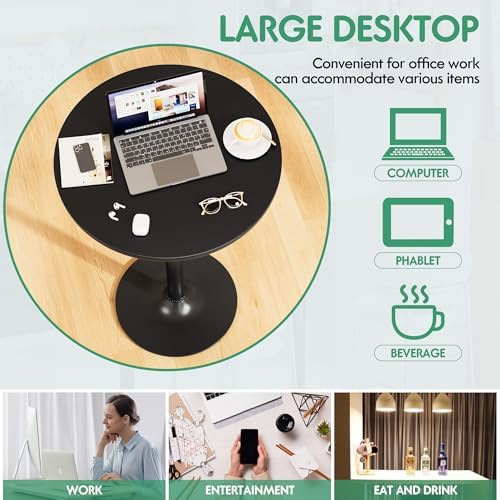 Shahoo Round Bar Table, Cocktail Table with Metal Base & MDF Top, Counter...