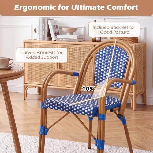 Tangkula Wicker Patio French Bistro Dining Chairs Set of 2