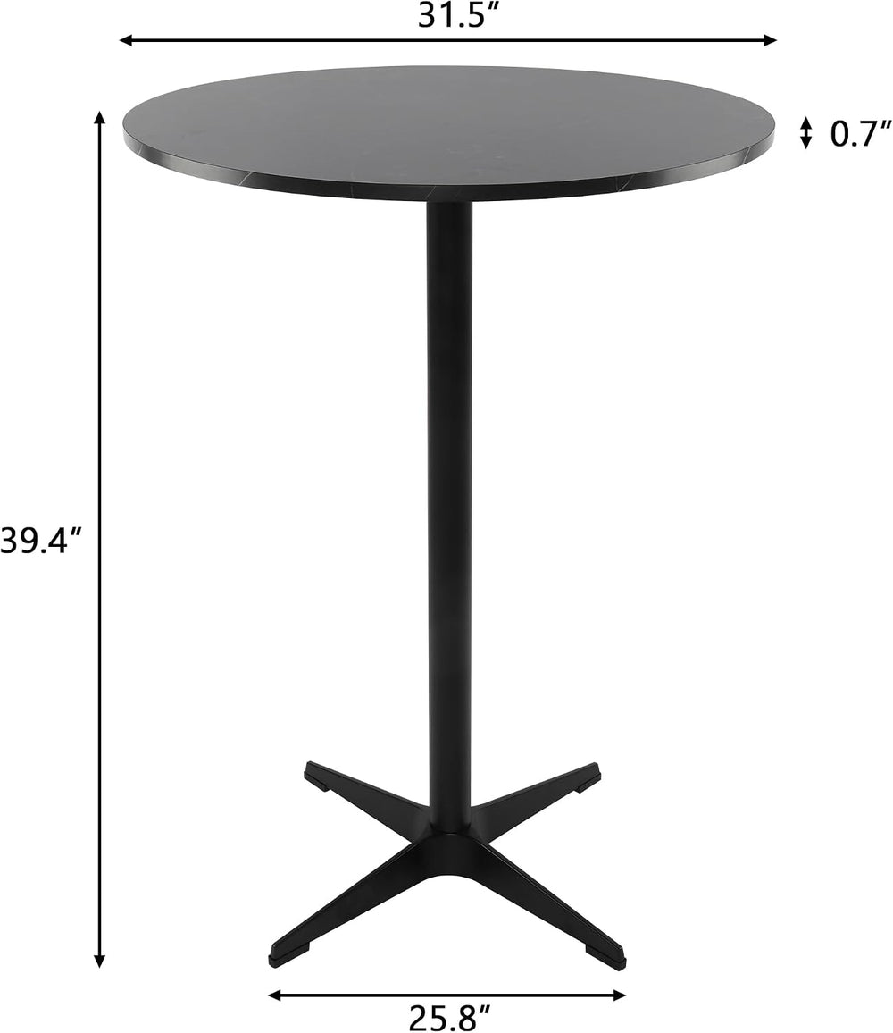 NOBPEINT Modern Round Pub Tables Bar Table with Metal Cross Base, Wooden Cock...