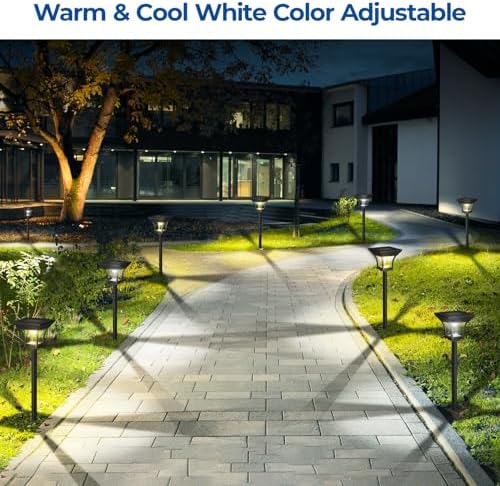 CINOTON RGBCW Solar Pathway Lights Outdoor, 3 Lighting Modes, 12 Pack