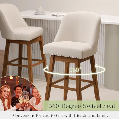 MU Counter Height Swivel Barstools, 30" Seat Height Upholstered Bar Stoo...