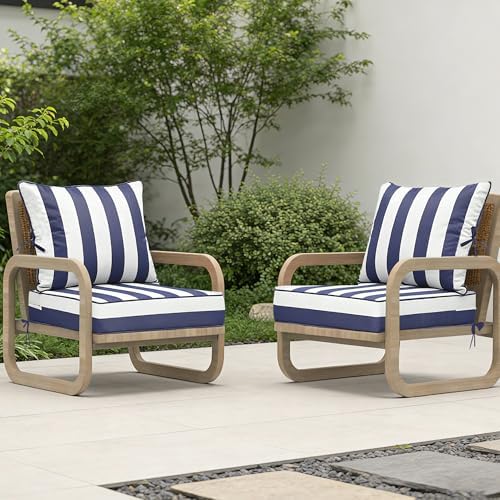 22x24 Outdoor Chair Cushions Set of 2, Waterproof Deep Seat Cushions for Pati...