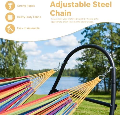 SUNCREAT Hammocks for Outside with Stand, Porch Hammock and Stand, 475 lbs Ca...