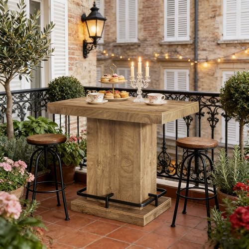 Tribesigns 47" Bar Table, Industrial Bistro Pub Table with Metal Footres...