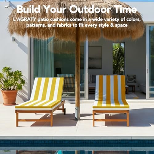 L'AGRATY Chaise Lounge Chair Waterproof Cushion Set of 2 Outdoor for Pool