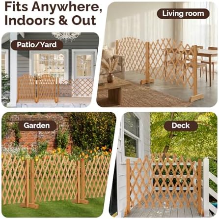 VINGLI 2Pcs Expandable Garden Fence with Arched Top, 31.5in Freestanding Latt...