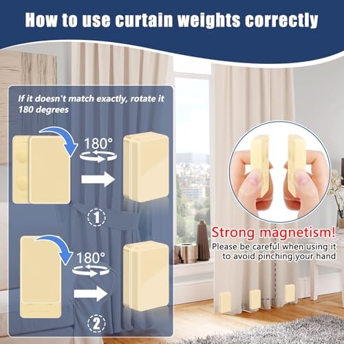 16pcs/52oz Outdoor Curtain Weights, Heavier Curtain Magnets-Beige,8 Pairs
