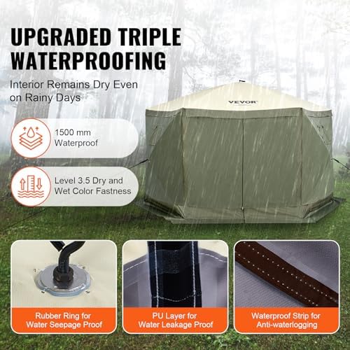 VEVOR 12x12ft Pop Up Gazebo Tent with Mosquito Netting, 6 Removable Wind Pane...