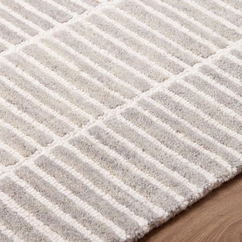 Hauteloom Finial Wool Living Room, Bedroom Area Rug - Neutral Modern Minimali...