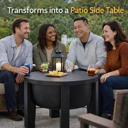 Fire Horse Wood Burning Fire Pit with Tabletop Lid – Modern Outdoor Metal Fir...