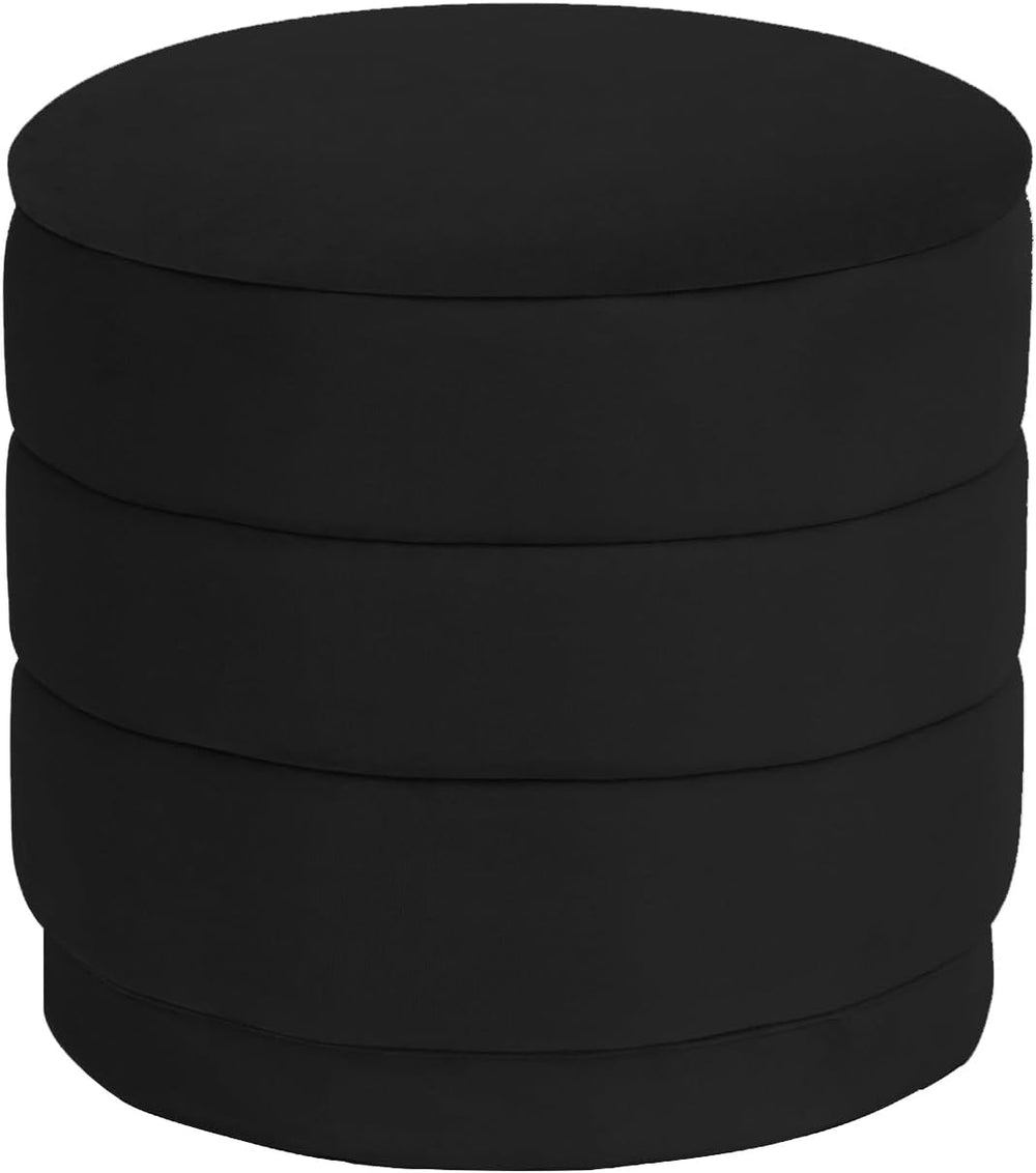 15.4" Round Velvet Storage Ottoman with Reversible Lid, Upholstered Circ...