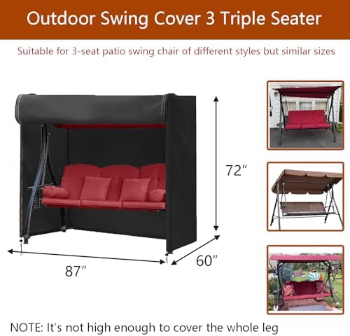 FLYMEI Outdoor Swing Cover 3Seater, 87'' (L) x 60''(W) x 72