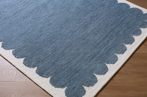 Hauteloom Kazuto Wool Living Room, Bedroom Area Rug - Scalloped Border Plain ...