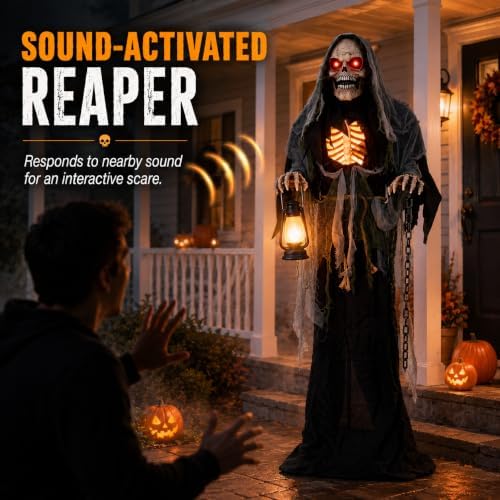 5.6FT Animatronics Grim Reaper Halloween Indoor Outdoor Decorations