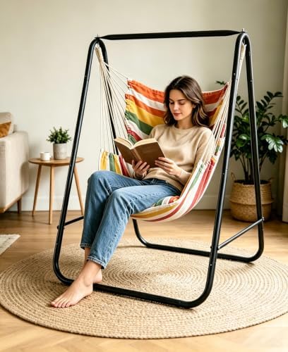 Hammock Chair with Stand,Hammock Chair Stand with Hanging Swing Chair Include...