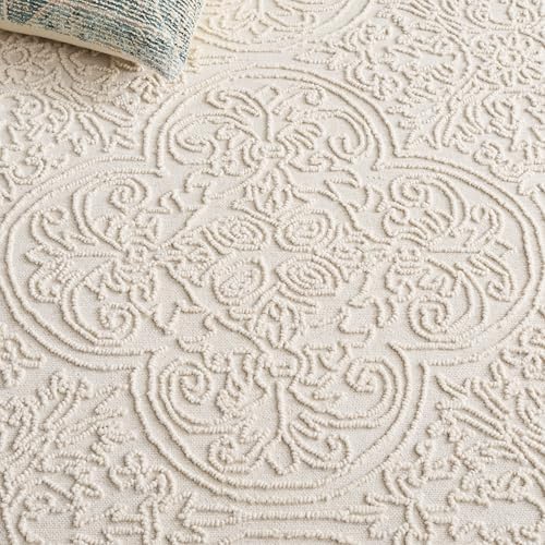 SAFAVIEH Trace Collection X-Large Area Rug - 11' x 15', Ivory, Handma...
