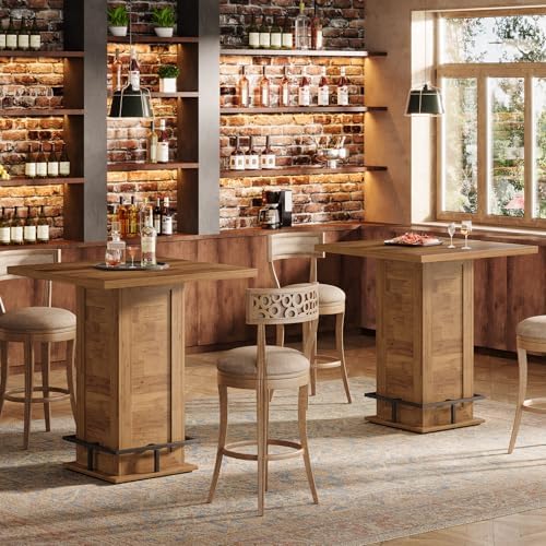 Tribesigns 39.4" H Square Bar Table, Industrial High Top Bistro Pub Cock...