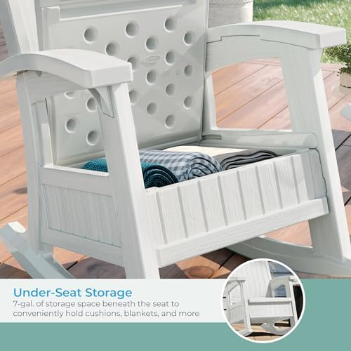 Suncast Outdoor Patio Rocking Chair with 7 Gal. of Under-Seat Storage, Stylis...