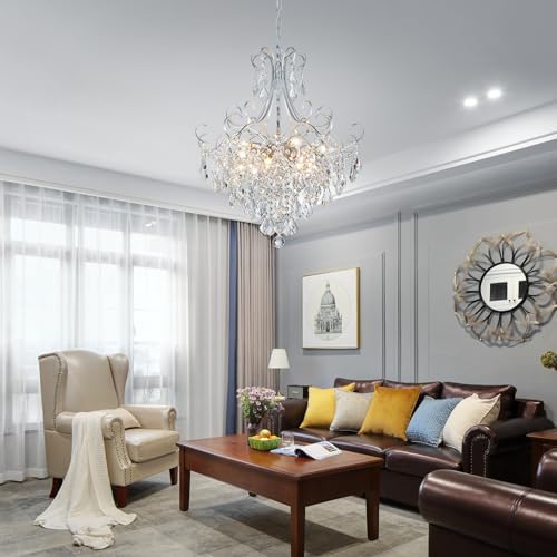 WUZUPS Crystal Chandelier 10-Light Pendant Ceiling Light Modern Lighting Fixt...