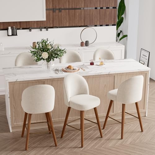Modern Swivel Bar Stools Set of 2, Chic Upholstered Counter Height(26IN) Bar ...