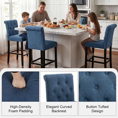 LSSBOUGHT 24 Inches Upholstered Counter Stools, Bar Stools Set of 2, Fabric C...