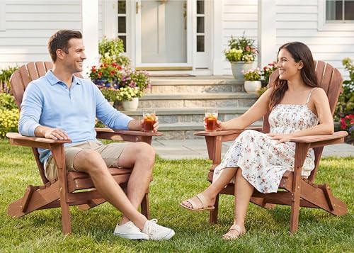 Wooden Folding Adirondack Chair Set of 4, Half Pre-Assembled Wood Lounge Chai...