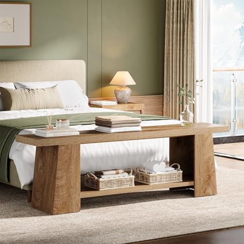Tribesigns 2-Tier Entryway Bench, 59-Inch Extra Long Shoe Bench with Storage ...