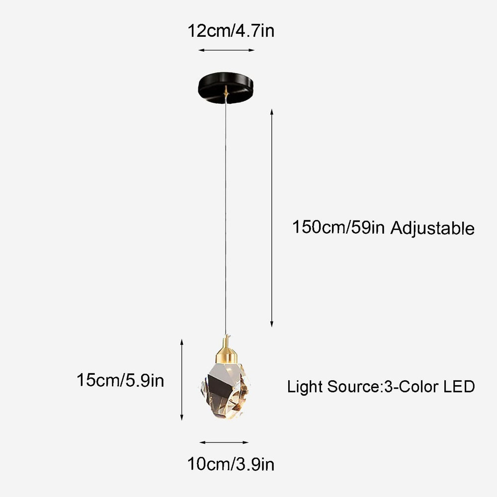 Modern Crystal Pendant Light, 3-Color LED Crystal Pendant Light, Adjustable H...