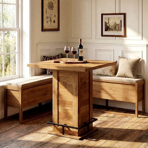 Tribesigns Square Bar Height Table, 39.4" H Counter Height Pub Table, Hi...